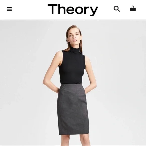 Black Pencil Wool Skirt Pencil Cut Skirt Online Theory Skinny